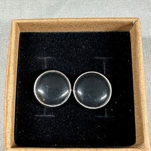 Vintage Black Dome Cufflinks Retro Faux Onyx‎ Style Men's Accessories Minimalist